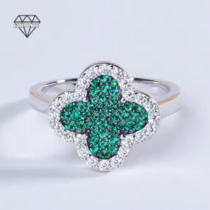 Customized silver clover ring
