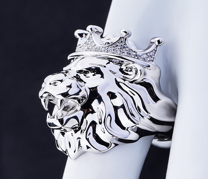 silver lion ring for men wholesale